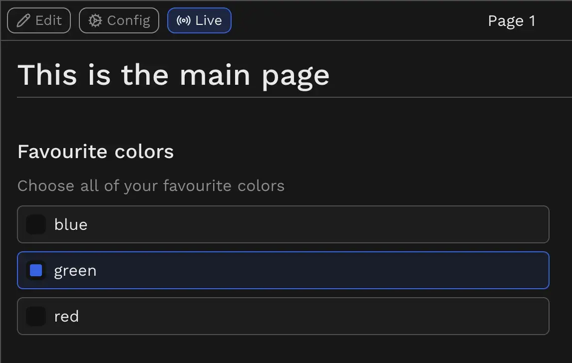 Live client-facing page view for the Select component example